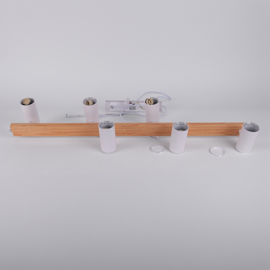 Brilagi - Pendellamp aan kabel SELE 6xGU10/30W/230V wit/eiken decor