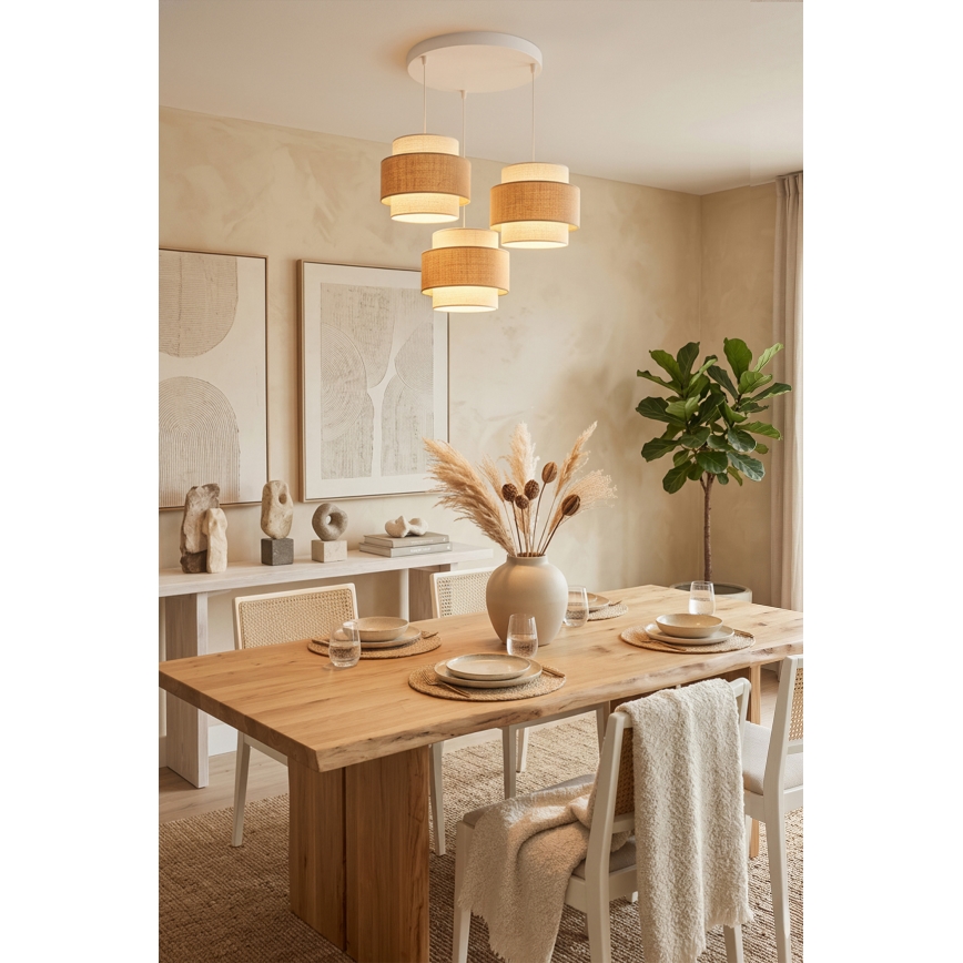 Brilagi - Pendellamp aan kabel SPACE 3xE27/60W/230V Ø 40 cm beige/crème