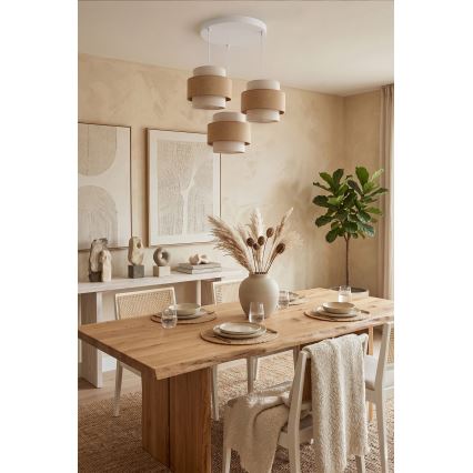 Brilagi - Pendellamp aan kabel SPACE 3xE27/60W/230V Ø 40 cm beige/crème