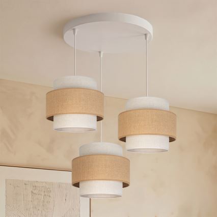 Brilagi - Pendellamp aan kabel SPACE 3xE27/60W/230V Ø 40 cm beige/crème