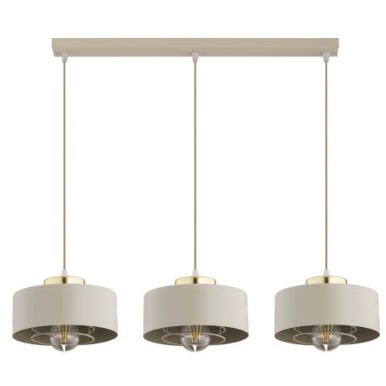 Brilagi - Pendellamp aan kabel SPRING 3xE27/60W/230V beige/goud