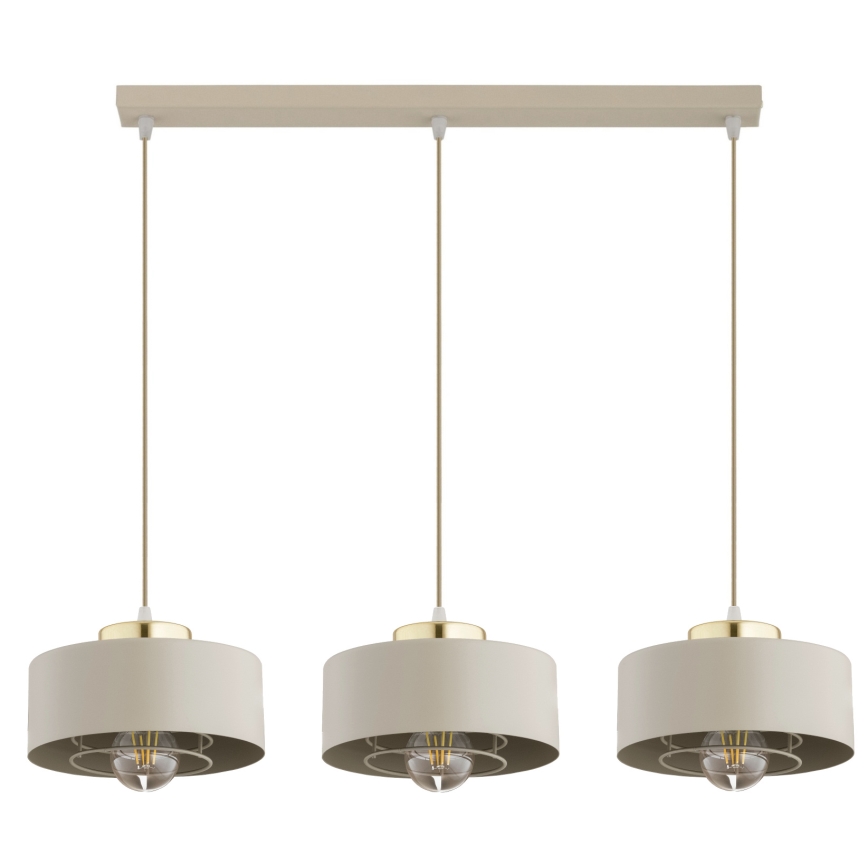 Brilagi - Pendellamp aan kabel SPRING 3xE27/60W/230V beige/goud