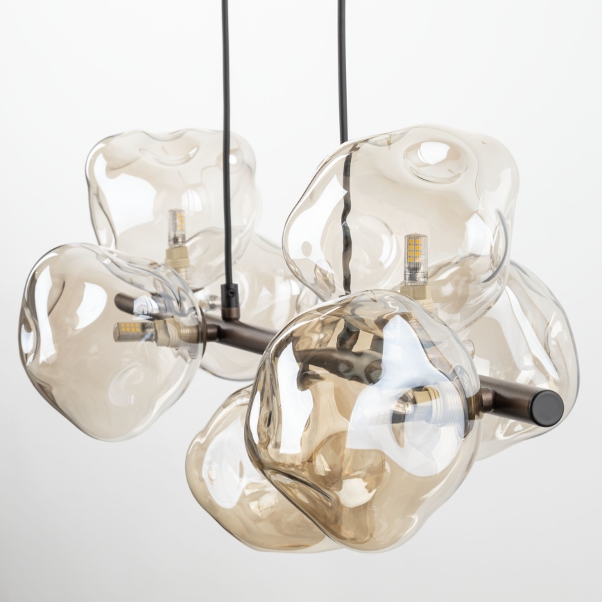 Brilagi - Pendellamp aan kabel VULCANO 7xG9/8W/230V bruin/rookbeige