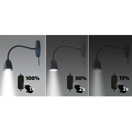 Brilagi - Petite applique murale à intensité variable LED/4W/230V noire