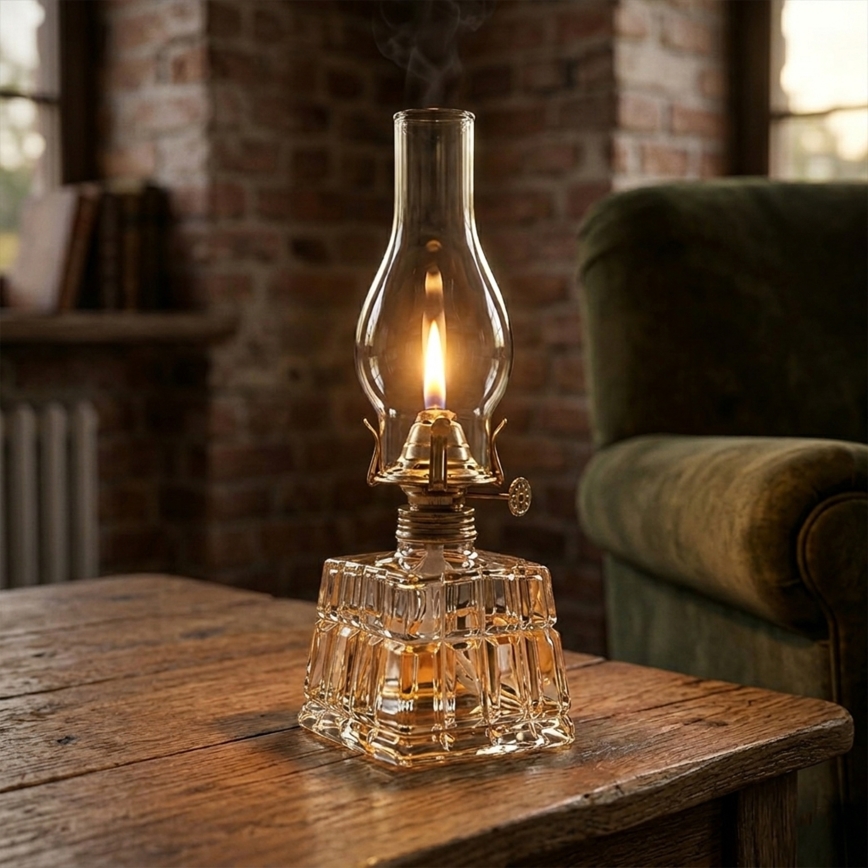 Brilagi - Petroleumlamp MERLIN helder/goud/patina