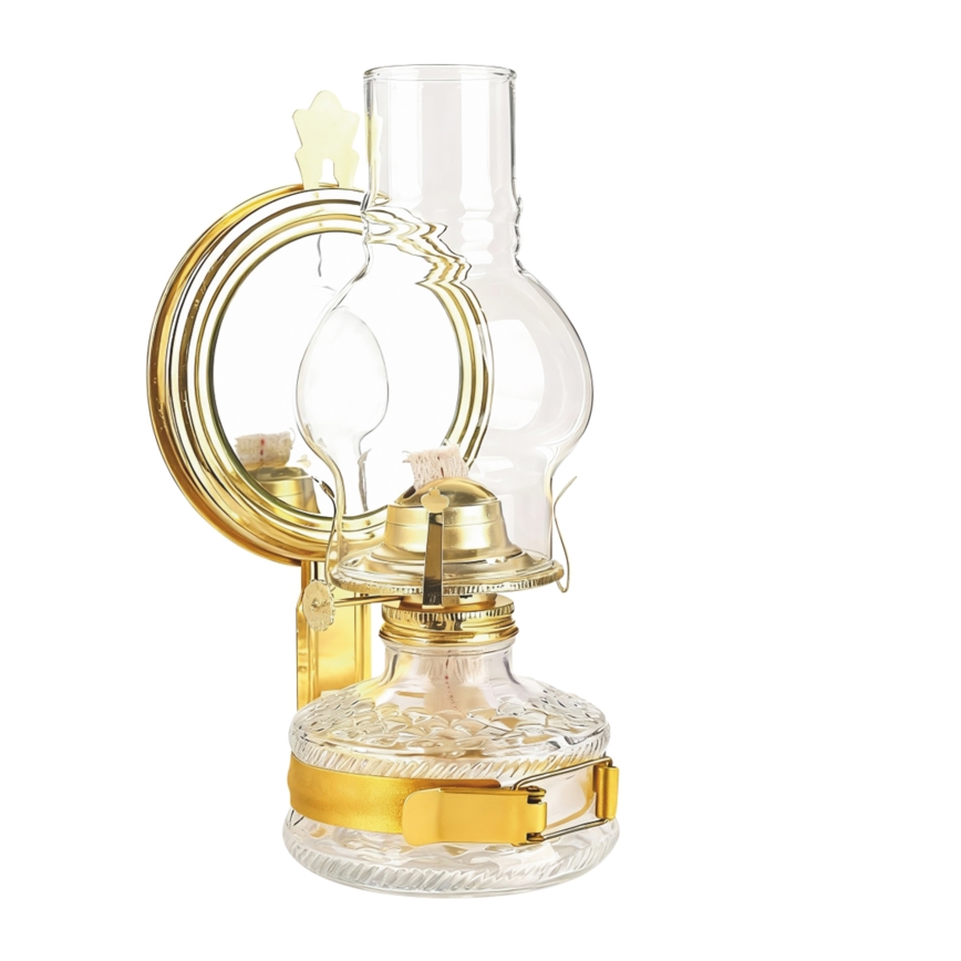BRILAGI - Petroleumlamp MERLIN met spiegel, glanzend goud