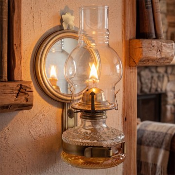 Brilagi - Petroleumlamp MERLIN met spiegel, goud/patina
