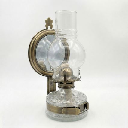 Brilagi - Petroleumlamp MERLIN met spiegel, goud/patina