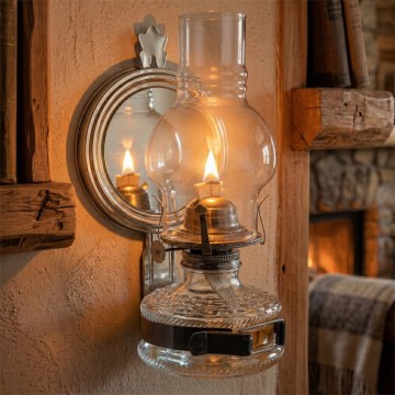 Brilagi - Petroleumlamp MERLIN met spiegel, zwart chroom