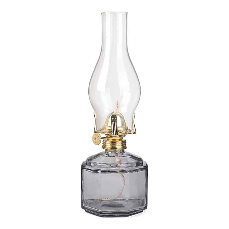 Brilagi - Petroleumlamp MERLIN rookglas/grijs