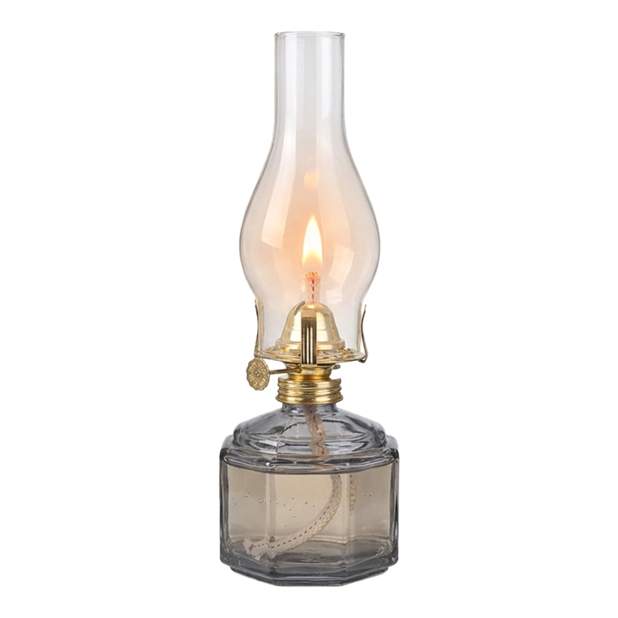 Brilagi - Petroleumlamp MERLIN rookglas/grijs