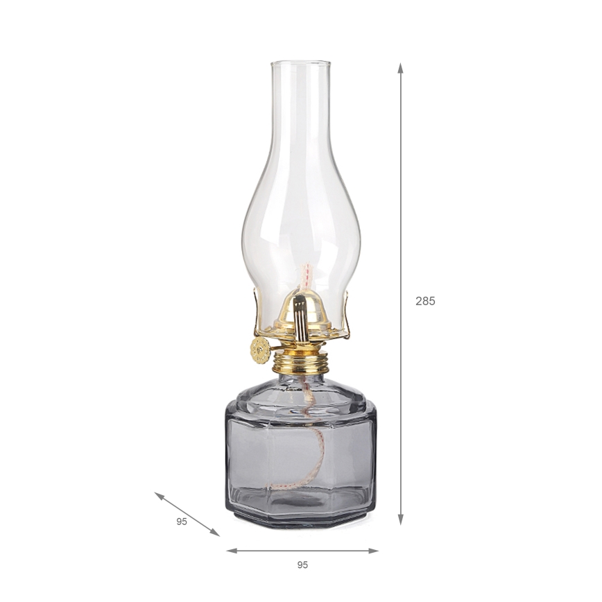 Brilagi - Petroleumlamp MERLIN rookglas/grijs