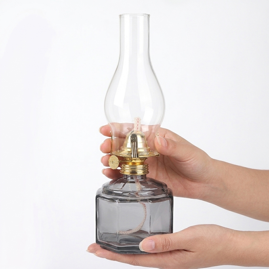 Brilagi - Petroleumlamp MERLIN rookkleurig/grijs
