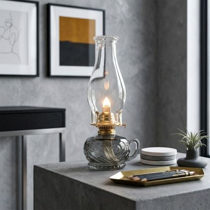 Brilagi - Petroleumlamp MERLIN rookkleurig/grijs