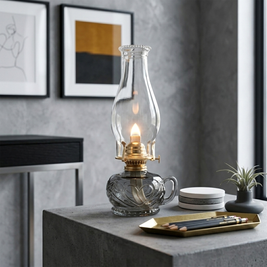 Brilagi - Petroleumlamp MERLIN rookkleurig/grijs