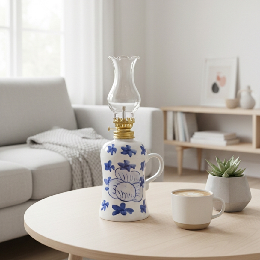 Brilagi - Petroleumlamp MERLIN wit/blauw