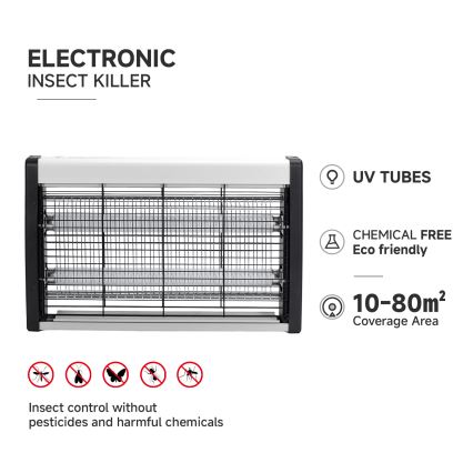 Brilagi - Piège électrique anti-insectes 2x UV / 15 W / 230 V / 80 m²