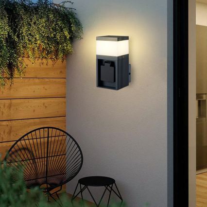 Brilagi - Buitenwandlamp met SCHUKO-stopcontact PILLAR 1xG9/11W/230V IP44 antraciet