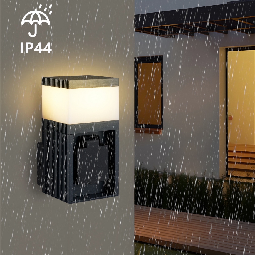 Brilagi - Buitenwandlamp met SCHUKO-stopcontact PILLAR 1xG9/11W/230V IP44 antraciet