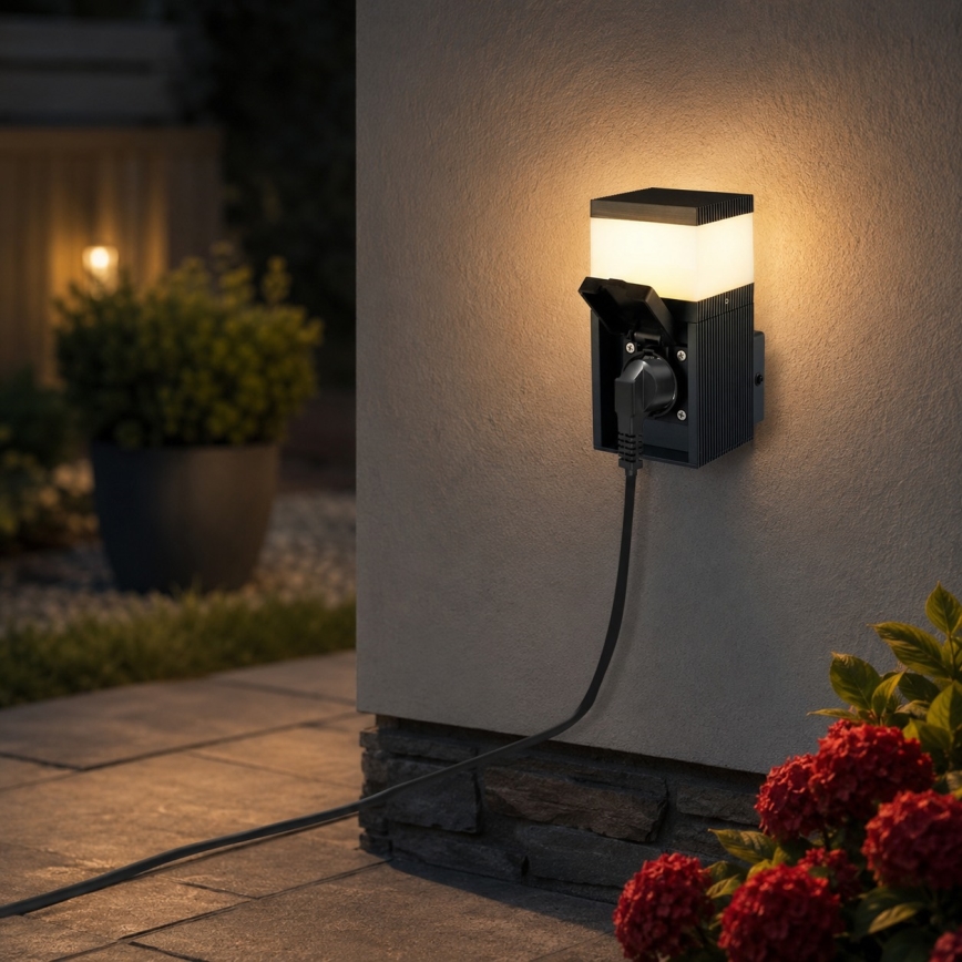 Brilagi - Buitenwandlamp met SCHUKO-stopcontact PILLAR 1xG9/11W/230V IP44 antraciet