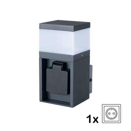 Brilagi - Buitenwandlamp met SCHUKO-stopcontact PILLAR 1xG9/11W/230V IP44 antraciet