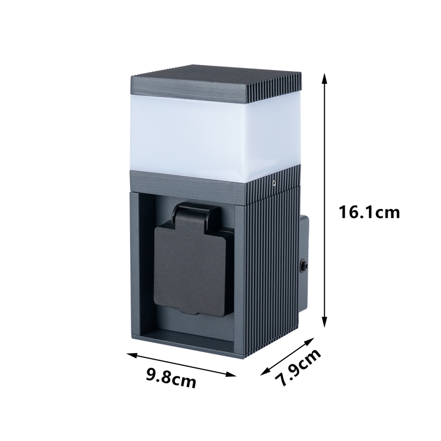Brilagi - Buitenwandlamp met SCHUKO-stopcontact PILLAR 1xG9/11W/230V IP44 antraciet