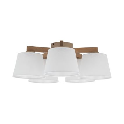Brilagi - Plafondkroonluchter LATTE SABIA 5xE27/60W/230V grenen/wit