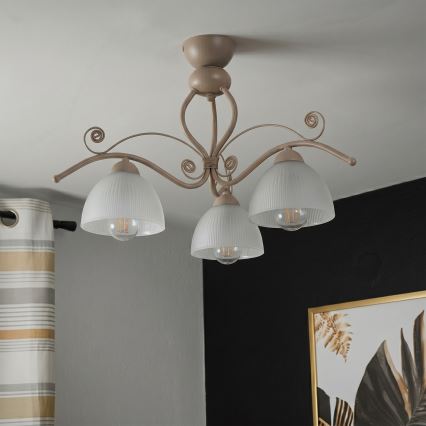 Brilagi - Plafondlamp ANTICO MODERN 3xE27/60W/230V beige