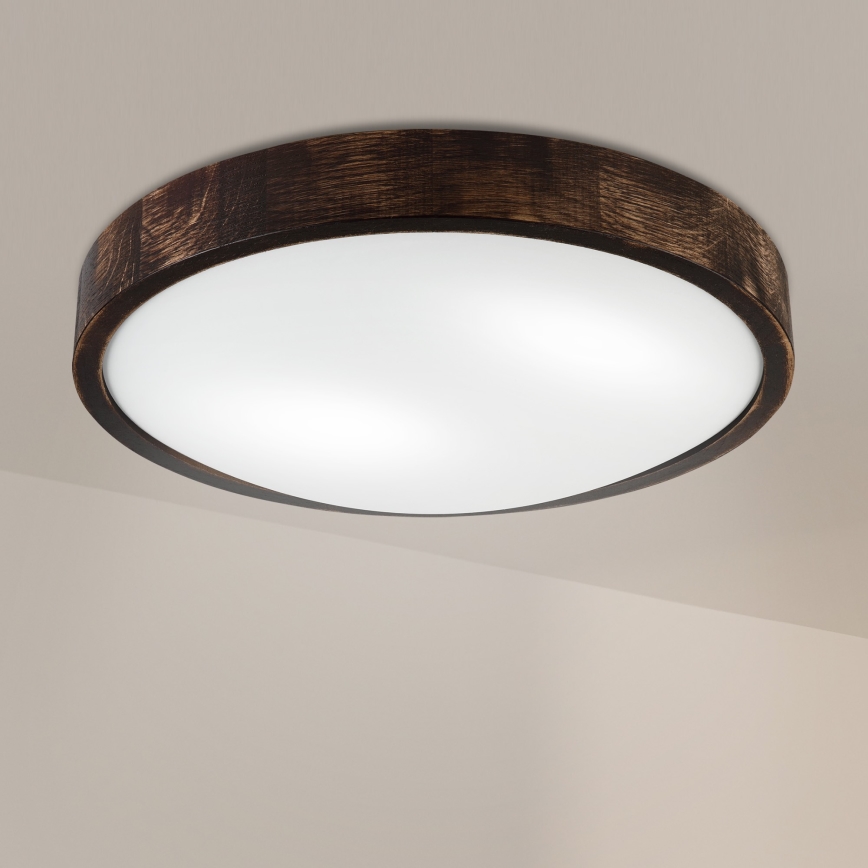 Brilagi - Plafondlamp CARVALHO SLIM SMOKEY 2xE27/60W/230V eiken Ø 37,5 cm