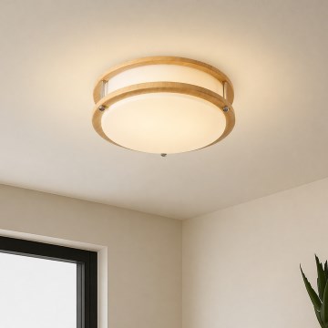 Brilagi - Plafondlamp ELARO 2xE27/40W/230V Ø 26 cm houtdecor