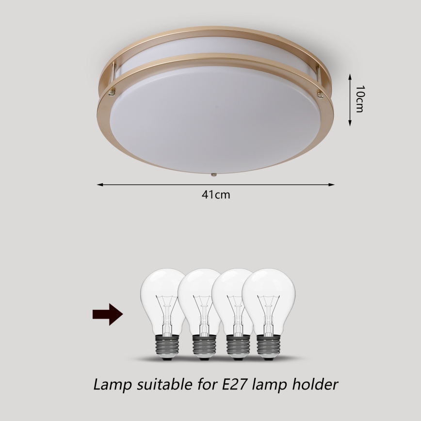 Brilagi - Plafondlamp ELARO 4xE27/40W/230V Ø 41 cm goudkleurig