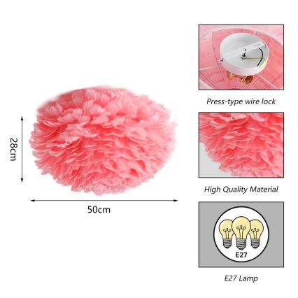 BRILAGI - Plafondlamp FEATHER 3xE27/40W/230V Ø 50 cm roze