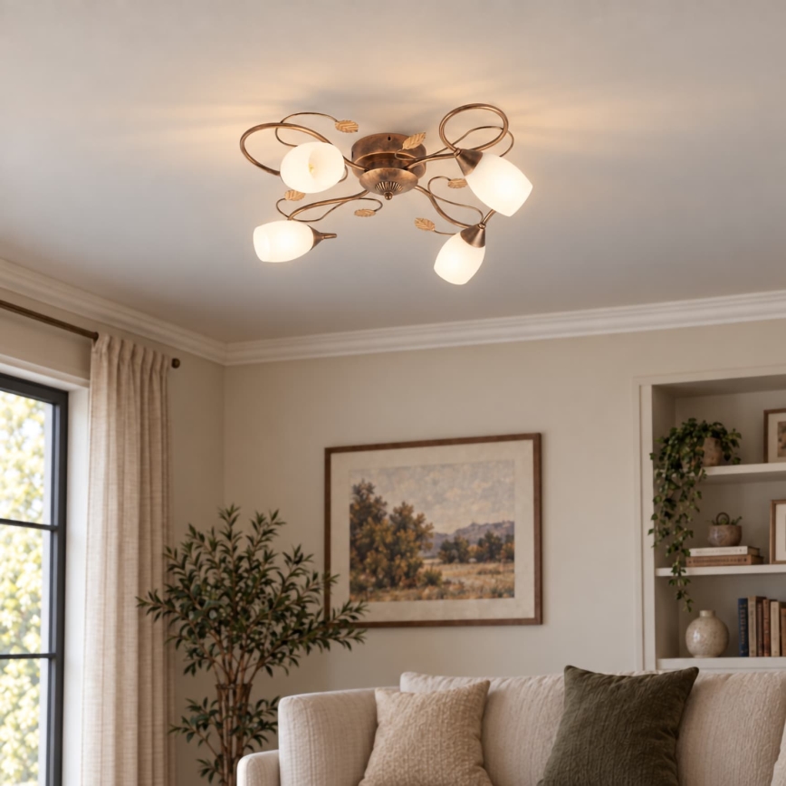 BRILAGI - Plafondlamp GRACE 4xE27/40W/230V Ø 68 cm patina/koper