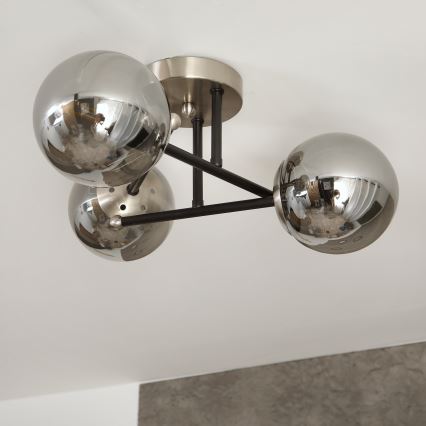 Brilagi - Plafondlamp MALIVA 3xE14/15W/230V mat chroom/rookglas