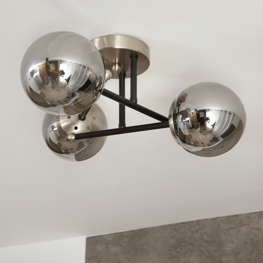 Brilagi - Plafondlamp MALIVA 3xE14/15W/230V mat chroom/rookglas