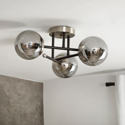 Brilagi - Plafondlamp MALIVA 3xE14/15W/230V mat chroom/rookglas