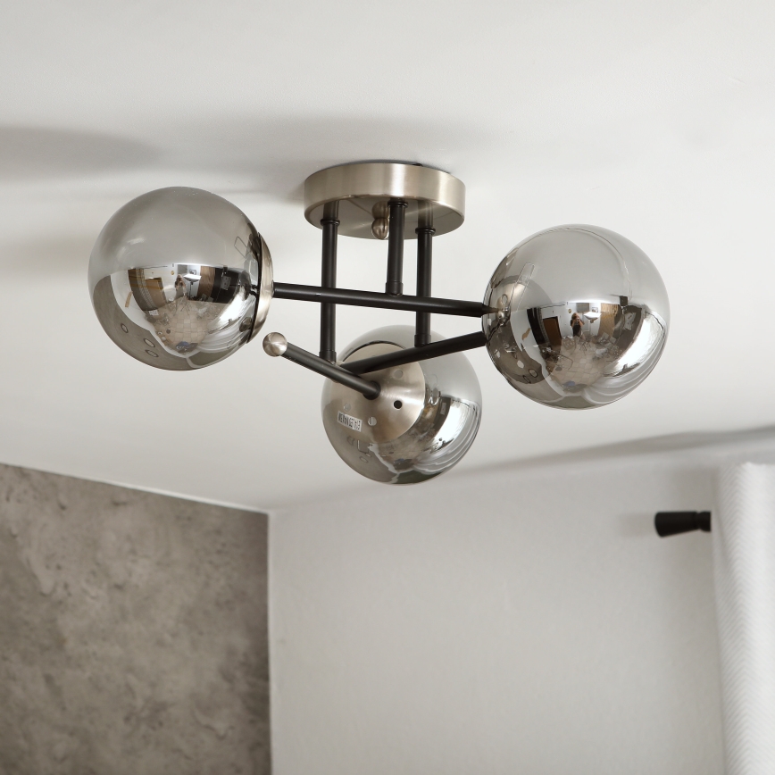 Brilagi - Plafondlamp MALIVA 3xE14/15W/230V mat chroom/rookglas