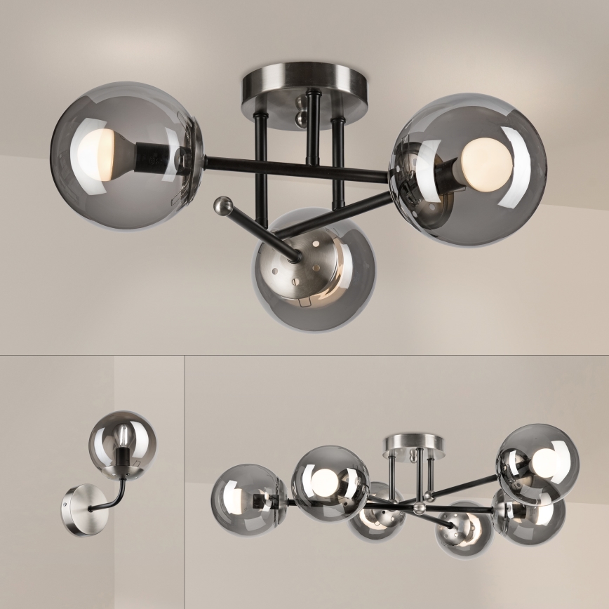 Brilagi - Plafondlamp MALIVA 3xE14/15W/230V mat chroom/rookglas