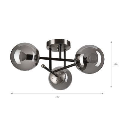 Brilagi - Plafondlamp MALIVA 3xE14/15W/230V mat chroom/rookglas