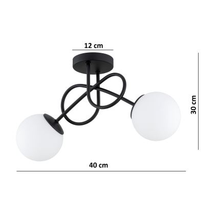 Brilagi - Plafondlamp MILO 2xE27/60W/230V zwart