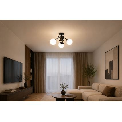 Brilagi - Plafondlamp MILO 3xE27/60W/230V zwart