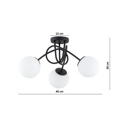 Brilagi - Plafondlamp MILO 3xE27/60W/230V zwart