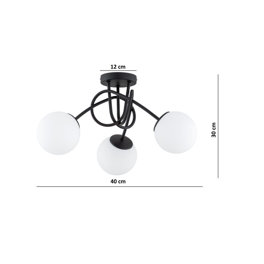 Brilagi - Plafondlamp MILO 3xE27/60W/230V zwart