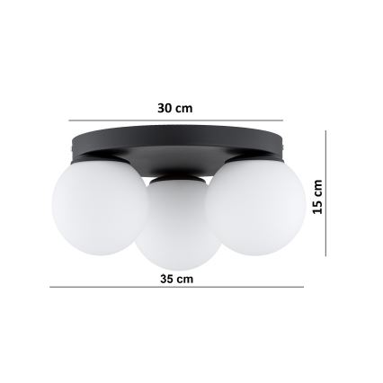 Brilagi - Plafondlamp MILO 3xE27/60W/230V Ø 35 cm zwart