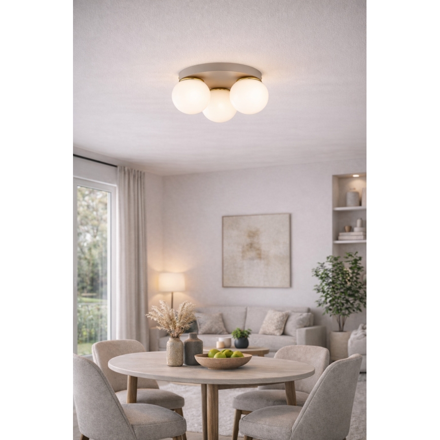 Brilagi - Plafondlamp MILO ECRU 3xE27/60W/230V Ø 35 cm beige/goud
