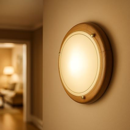 Brilagi - Plafondlamp ORBIS 2xE27/60W/230V Ø 38 cm, dennenhout