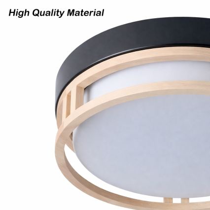Brilagi - Plafondlamp ORINO 2xE27/40W/230V Ø 27 cm zwart/eiken