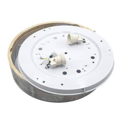 Brilagi - Plafondlamp PINO 2xE27/15W/230V grenen/zilver Ø 37,5 cm