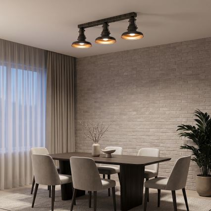 Brilagi - Plafondlamp PYRONIC 3xE27/40W/230V brons/patina