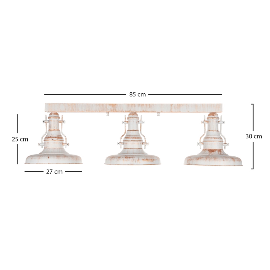 Brilagi - Plafondlamp PYRONIC 3xE27/40W/230V crème/patina